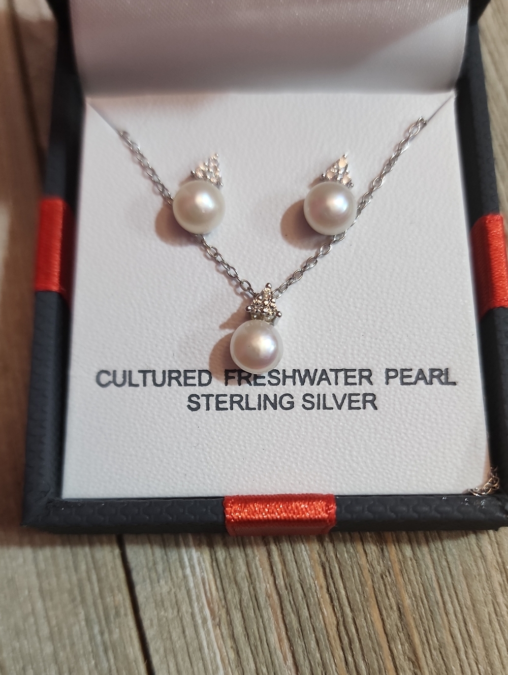 Sterling Silver Cultured Freshwater Pearl Necklace & Earrings Set